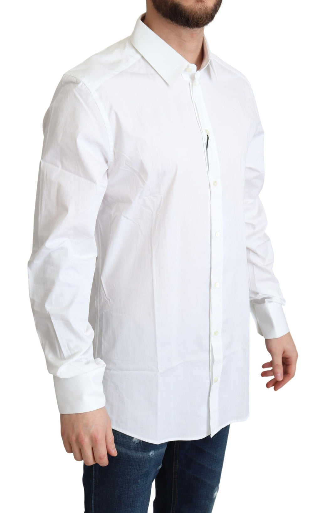 Camicia Elegante Formale da Uomo in Cotone Stretch Bianco