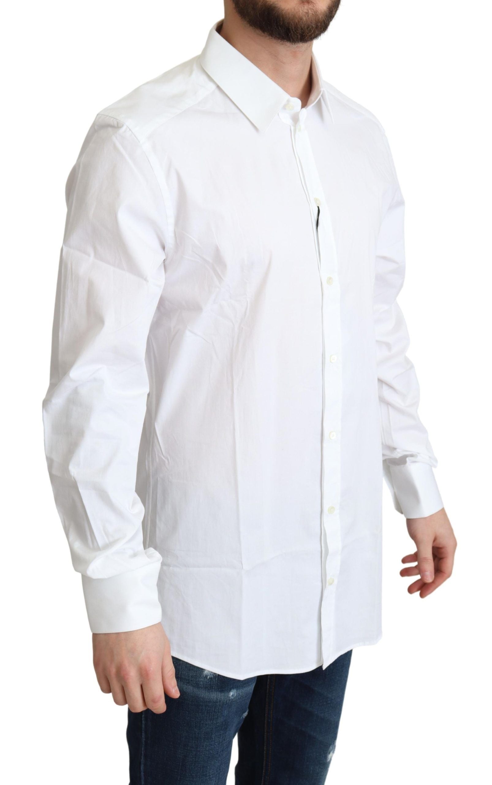 Camicia Elegante Formale da Uomo in Cotone Stretch Bianco