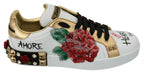 White Roses Sequined Crystal Women's Sneakers Shoes