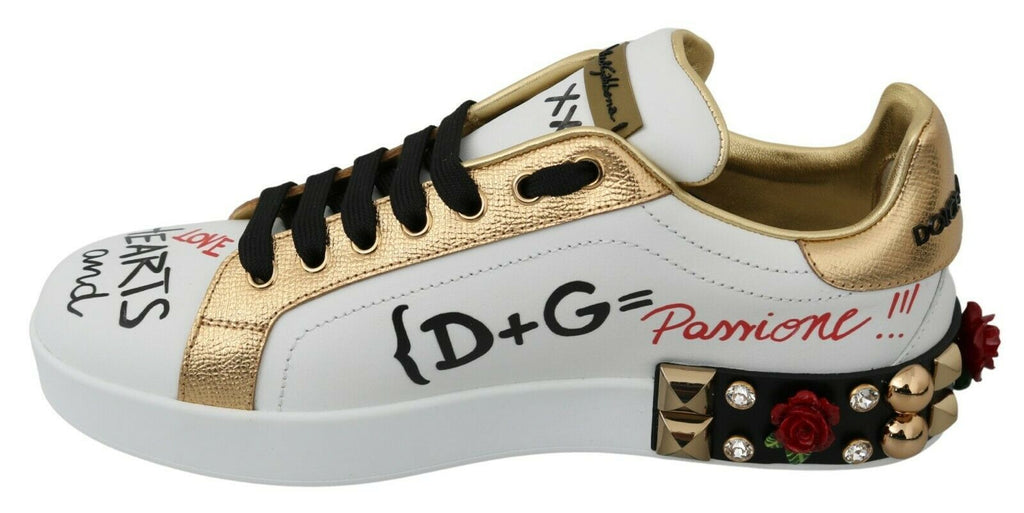 White Roses Sequined Crystal Women's Sneakers Shoes