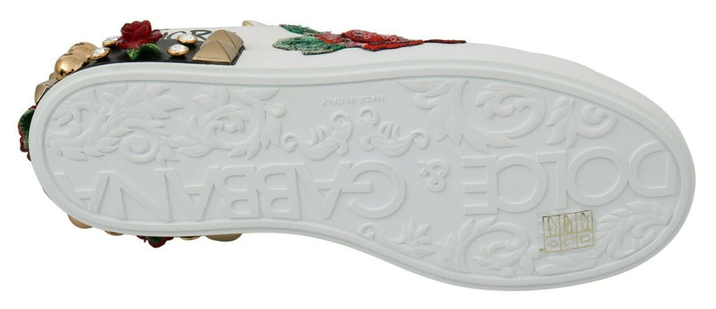 White Roses Sequined Crystal Women's Sneakers Shoes