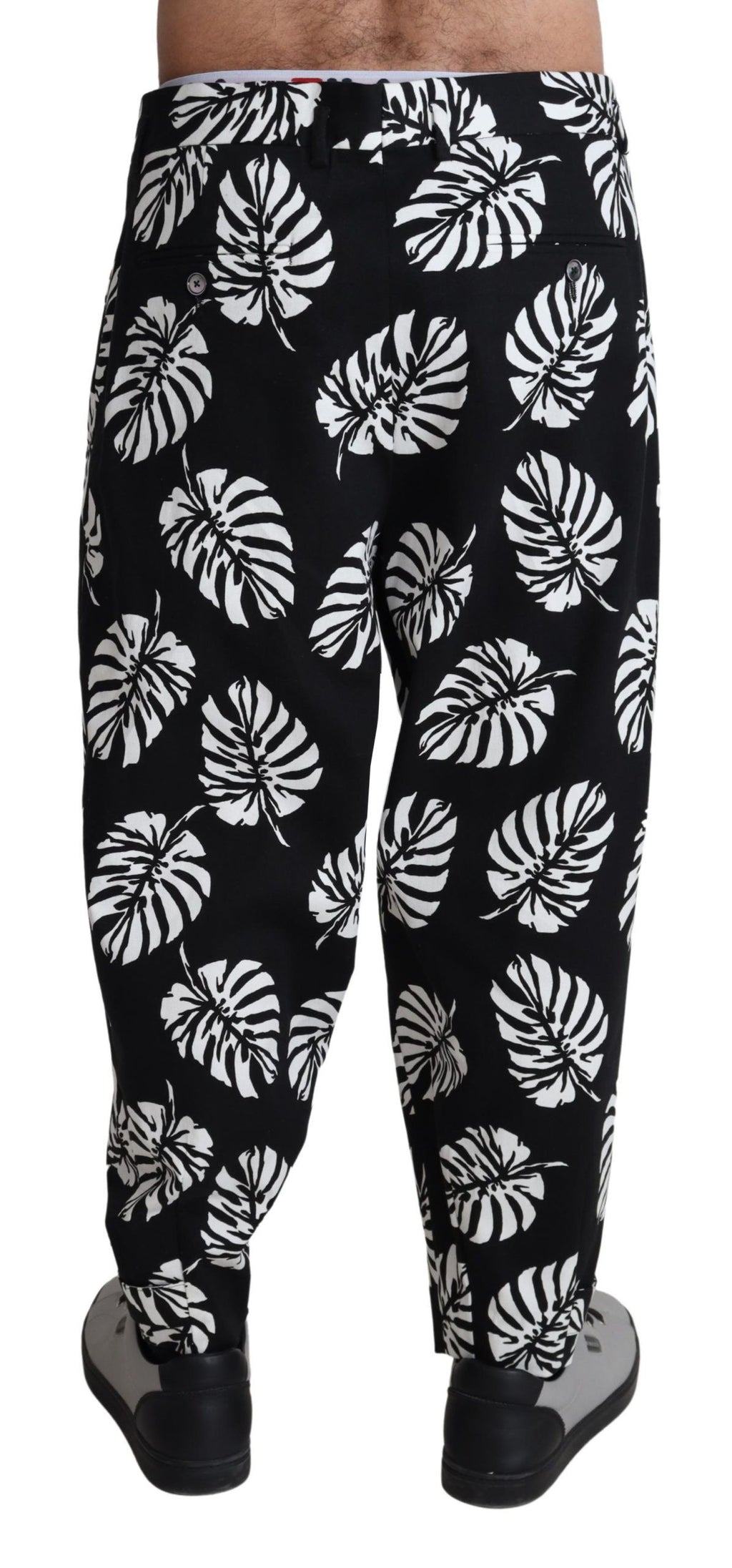 Black Leaf Cotton Stretch Trouser Pants