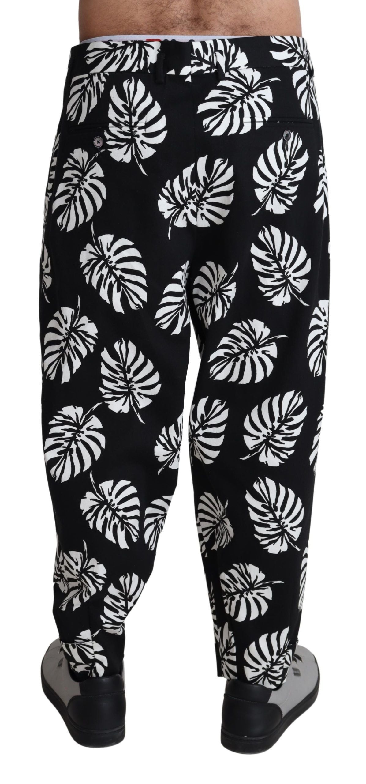 Black Leaf Cotton Stretch Trouser Pants