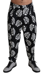 Black Leaf Cotton Stretch Trouser Pants
