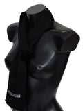 Schwarzer Schal aus 100 % Wolle, Unisex, mit Fransen und Logo