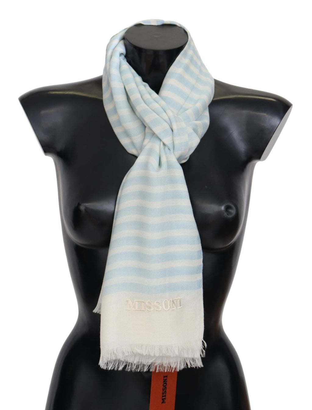 Blau-weiß gestreifter Kaschmir-Unisex-Wickelschal