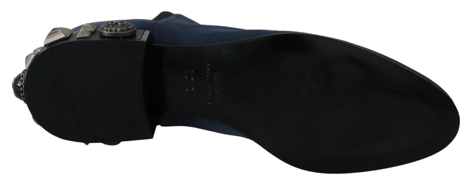 Blaue Wildleder-Stiefel mit Nietenverzierungen
