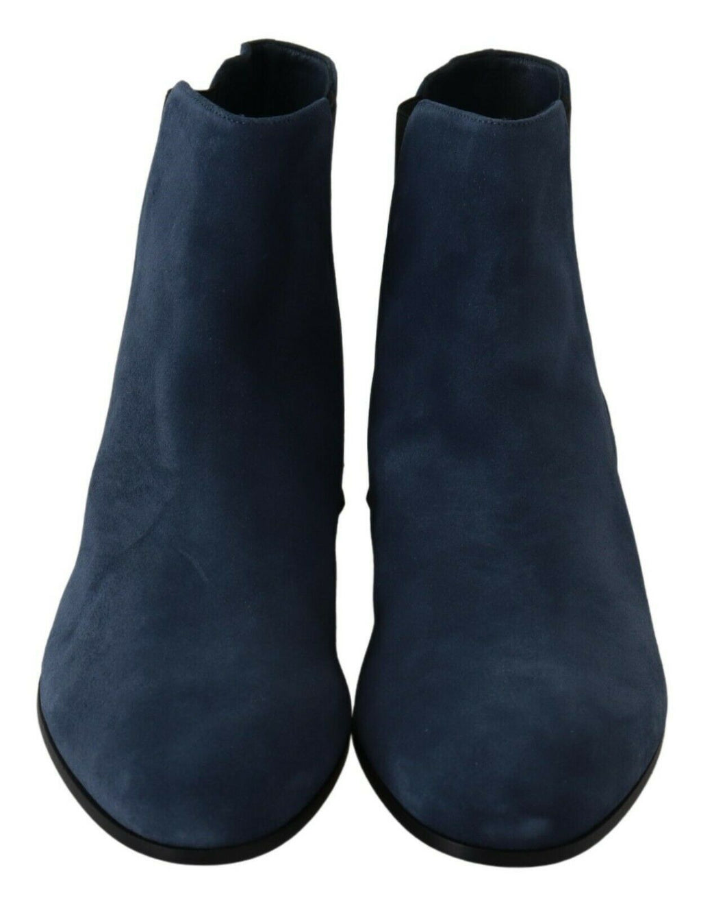 Blaue Wildleder-Stiefel mit Nietenverzierungen