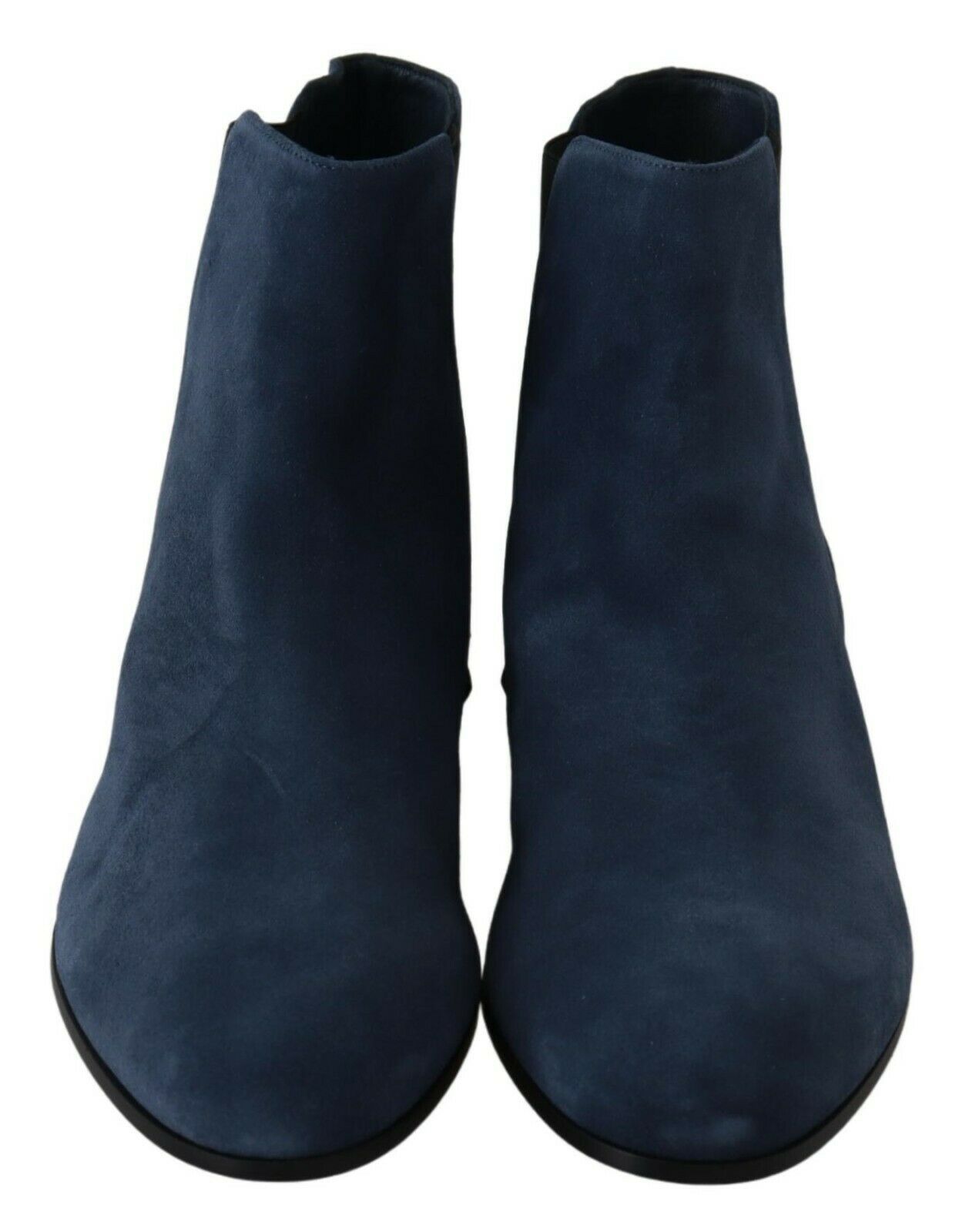 Blaue Wildleder-Stiefel mit Nietenverzierungen
