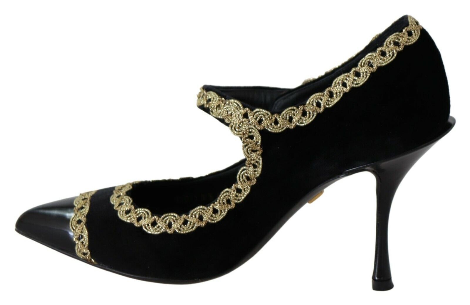 Black Embellished Velvet Mary Jane Pumps