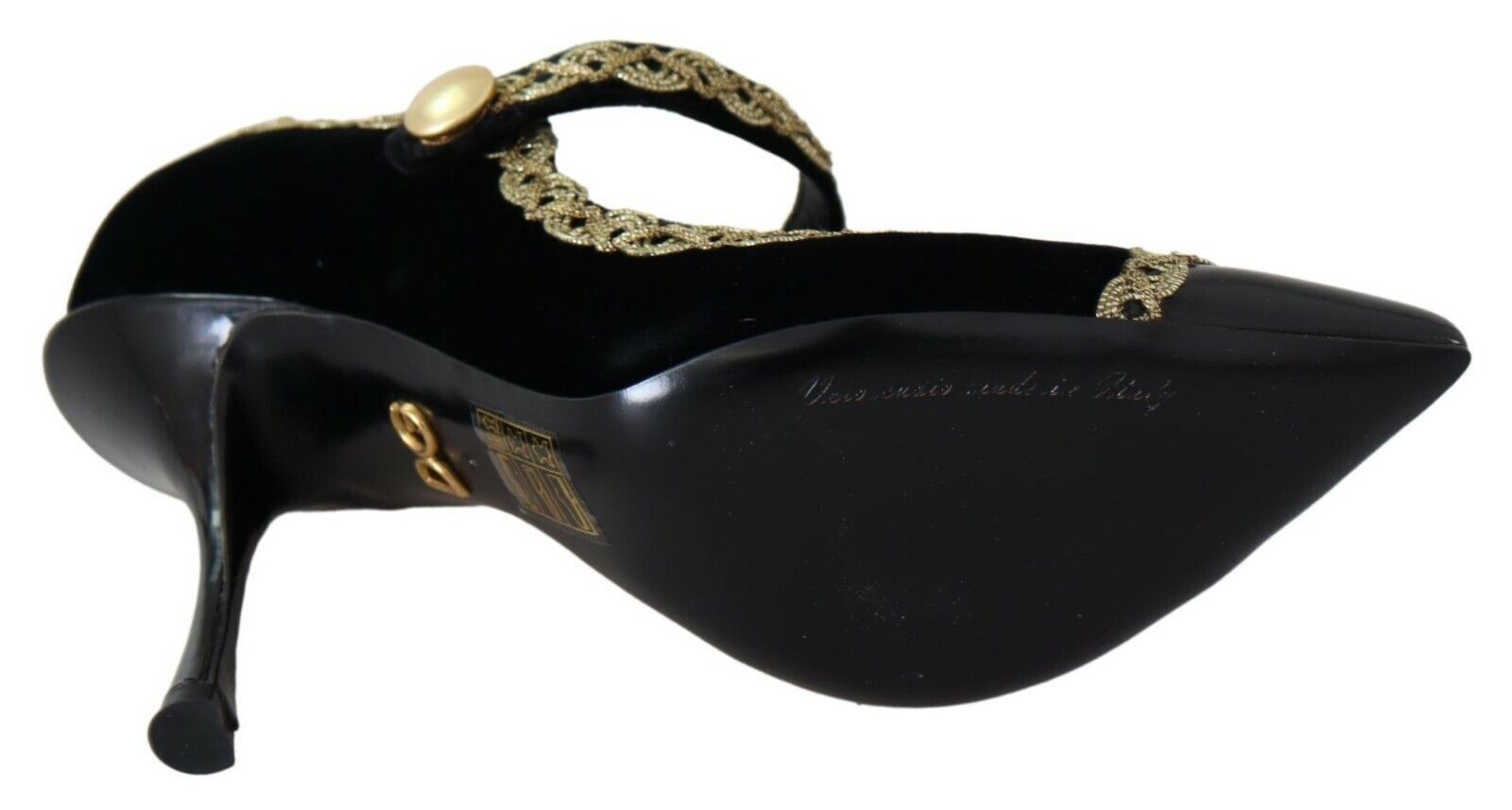 Black Embellished Velvet Mary Jane Pumps