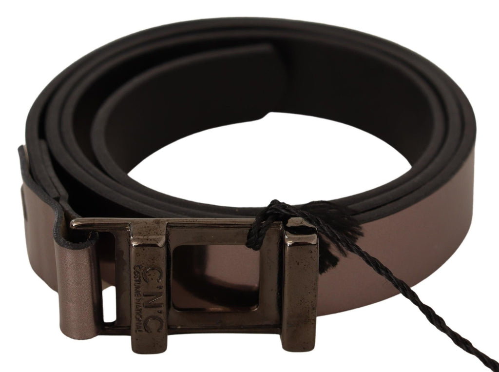Pinkfarbener Gürtel aus Metallic-Leder mit Schnalle