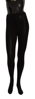 Schwarze Woll-Stretch-Strumpfhosen