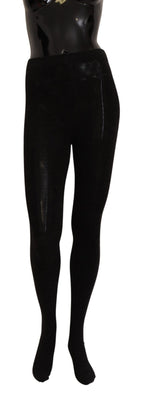 Schwarze Woll-Stretch-Strumpfhosen