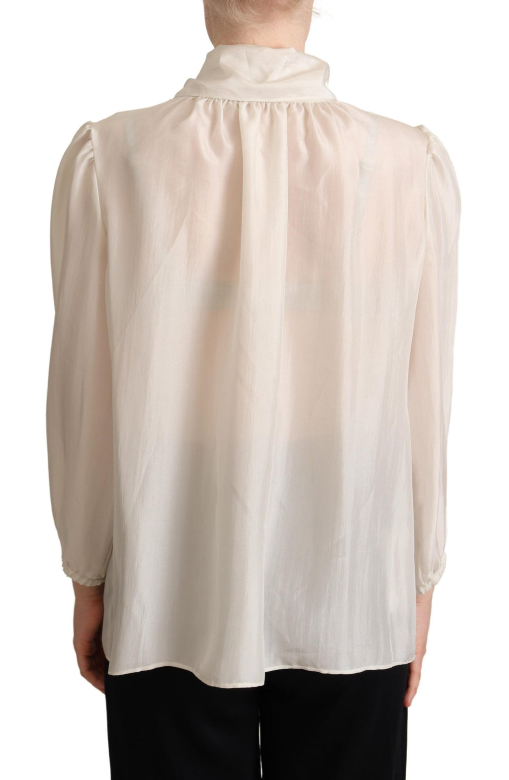 Light Gray Ascot Collar Silk Blouse Top