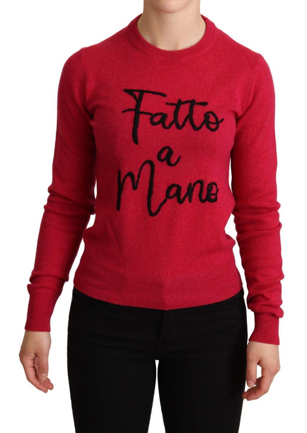 Pink bestickter Kaschmirwollpullover