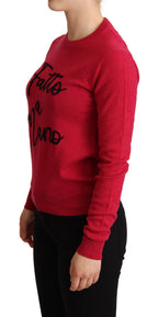 Pink bestickter Kaschmirwollpullover
