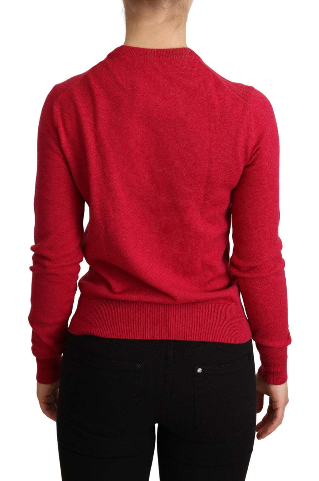 Pink bestickter Kaschmirwollpullover