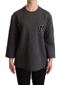 Grauer bestickter Damen-Pullover