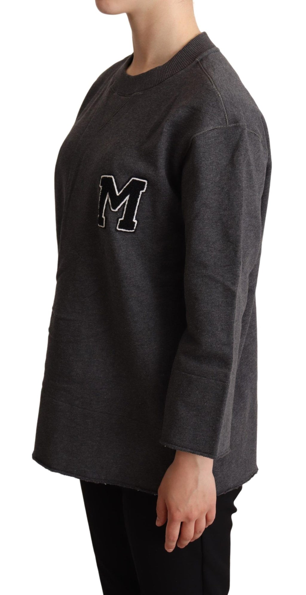 Grauer bestickter Damen-Pullover