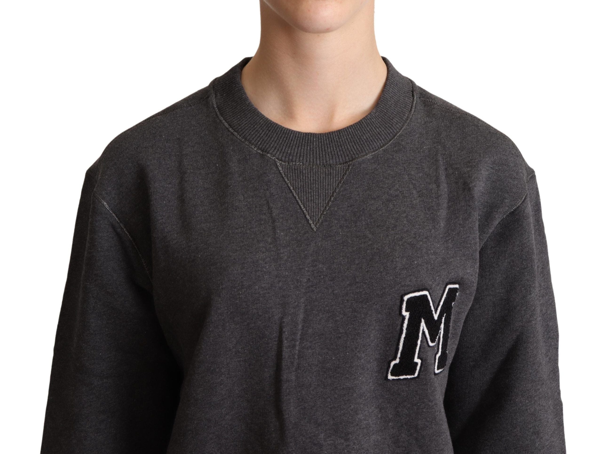 Grauer bestickter Damen-Pullover