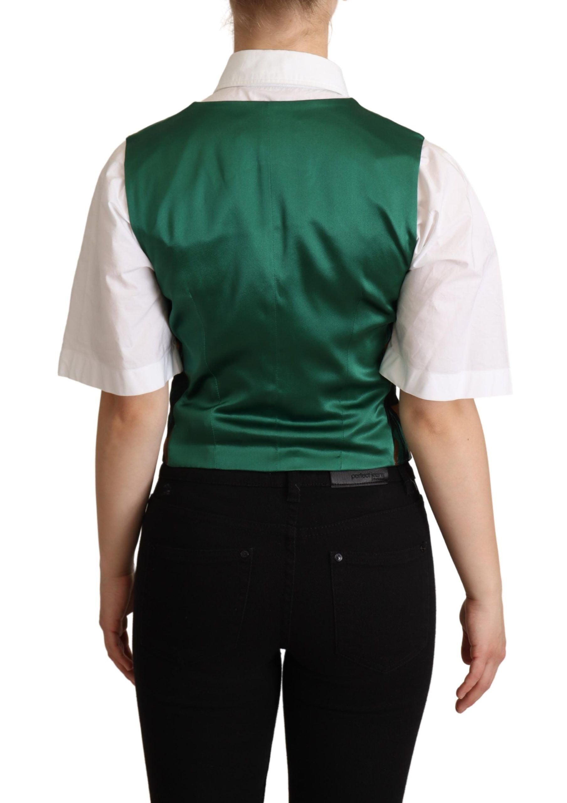 Gilet Gilet in Jacquard Verde Foglia Oro