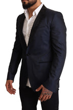 Blauer Woll-Slim-Fit-Blazer MARTINI