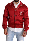 Bomberjacke aus roter Seide mit DG-Logo und Knöpfen