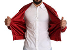 Bomberjacke aus roter Seide mit DG-Logo und Knöpfen