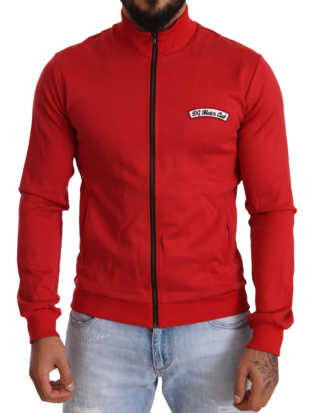 Red DG Motor Club Reißverschluss Stretch-Pullover