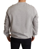 Maglione in cotone con stampa Re Corona Grigia
