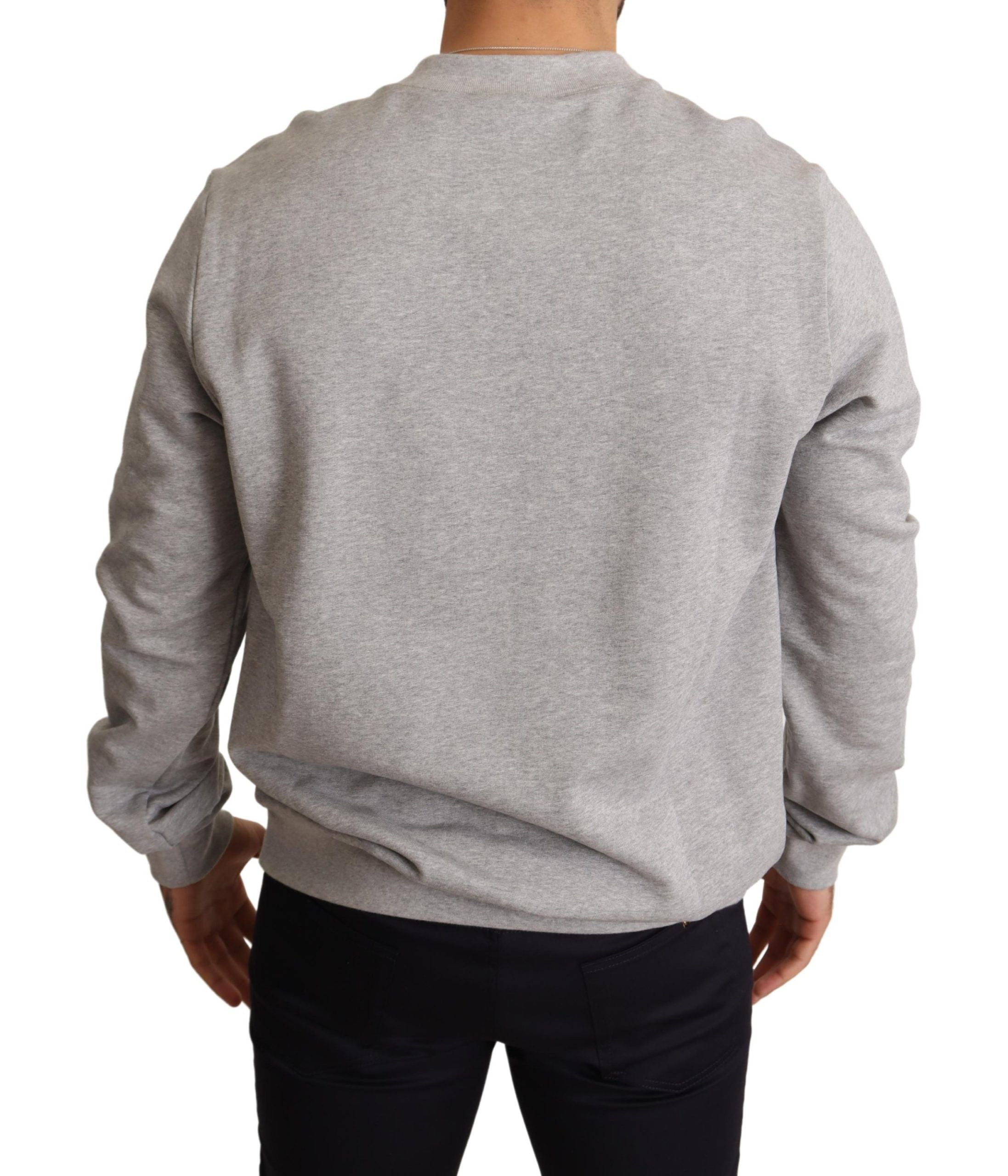Maglione in cotone con stampa Re Corona Grigia