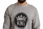 Maglione in cotone con stampa Re Corona Grigia
