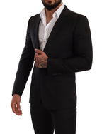Schwarzer Anzug mit Glencheckmuster, MARTINI SLIM FIT, 2-teilig