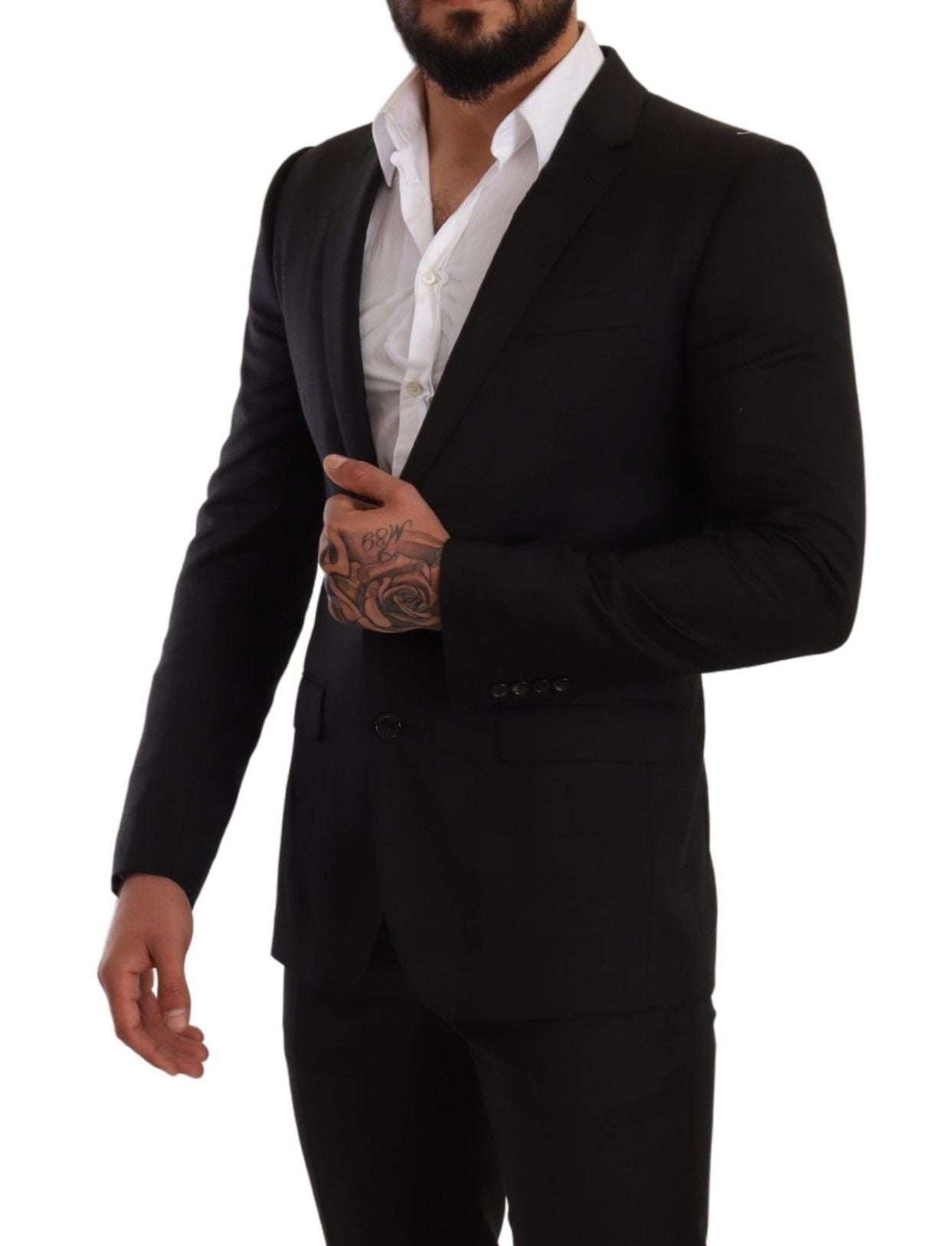 Schwarzer Anzug mit Glencheckmuster, MARTINI SLIM FIT, 2-teilig
