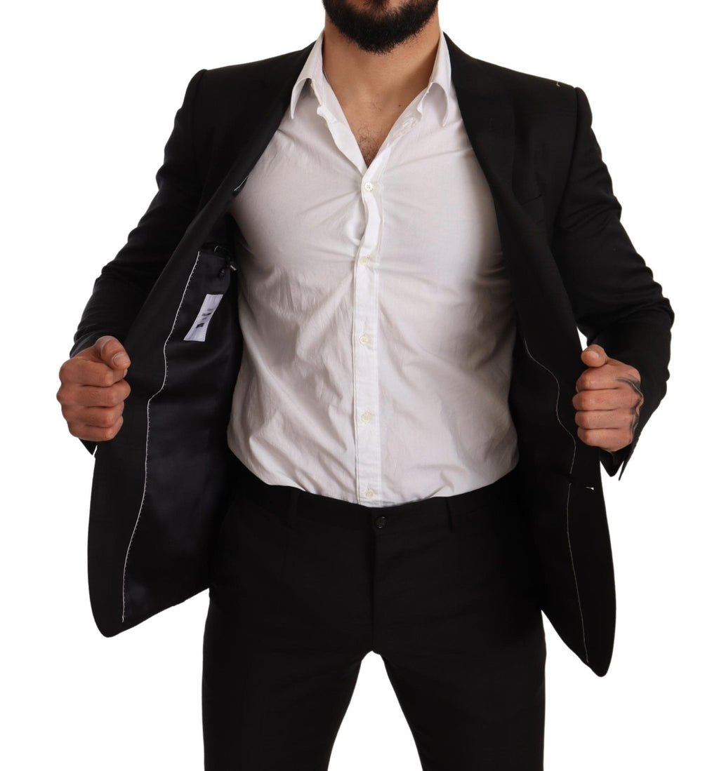 Schwarzer Anzug mit Glencheckmuster, MARTINI SLIM FIT, 2-teilig