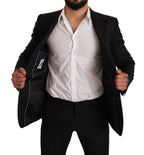 Schwarzer Anzug mit Glencheckmuster, MARTINI SLIM FIT, 2-teilig
