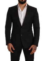 Schwarzer Anzug mit Glencheckmuster, MARTINI SLIM FIT, 2-teilig