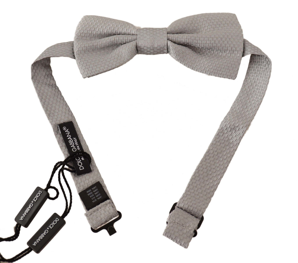 Silbergraue 100% Seiden-Fliege mit verstellbarem Halsumfang