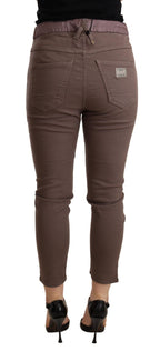 Brown Mid Waist Cropped Skinny Stretch Hose