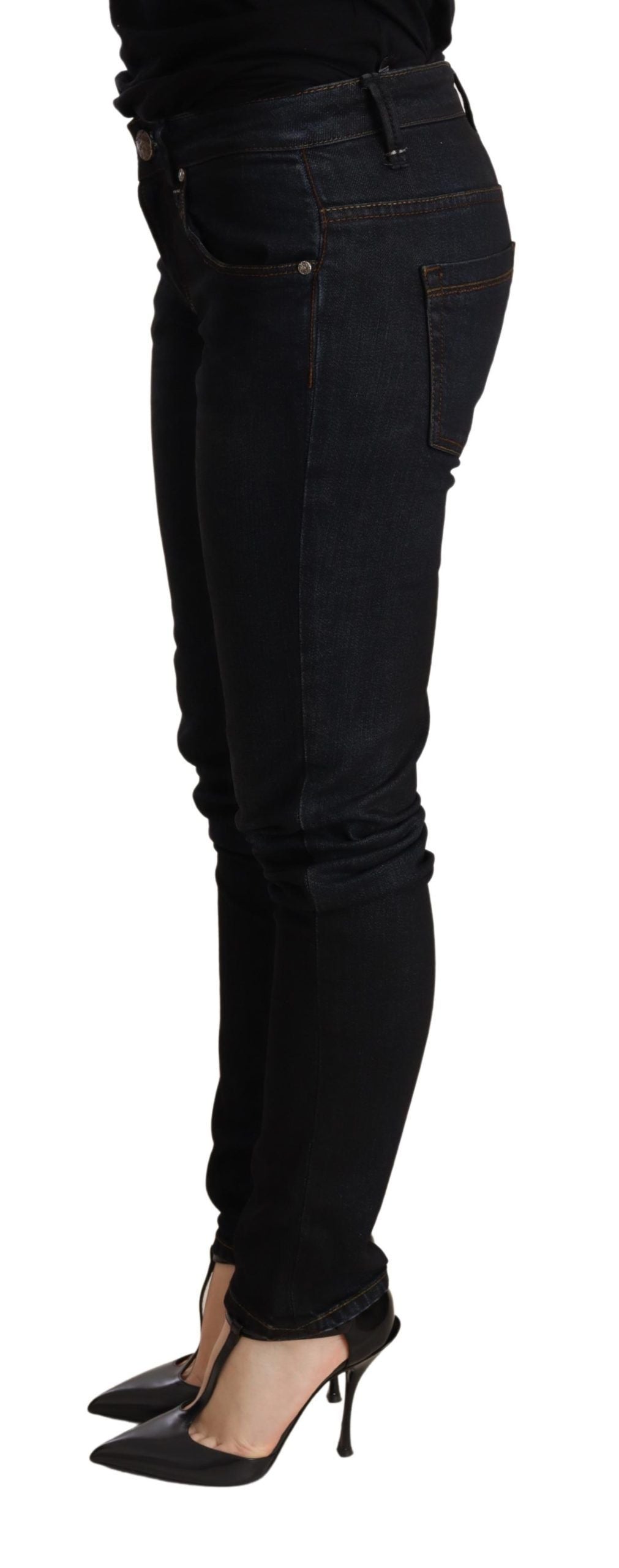 Blue Washed Low Waist Skinny Denim Trousers