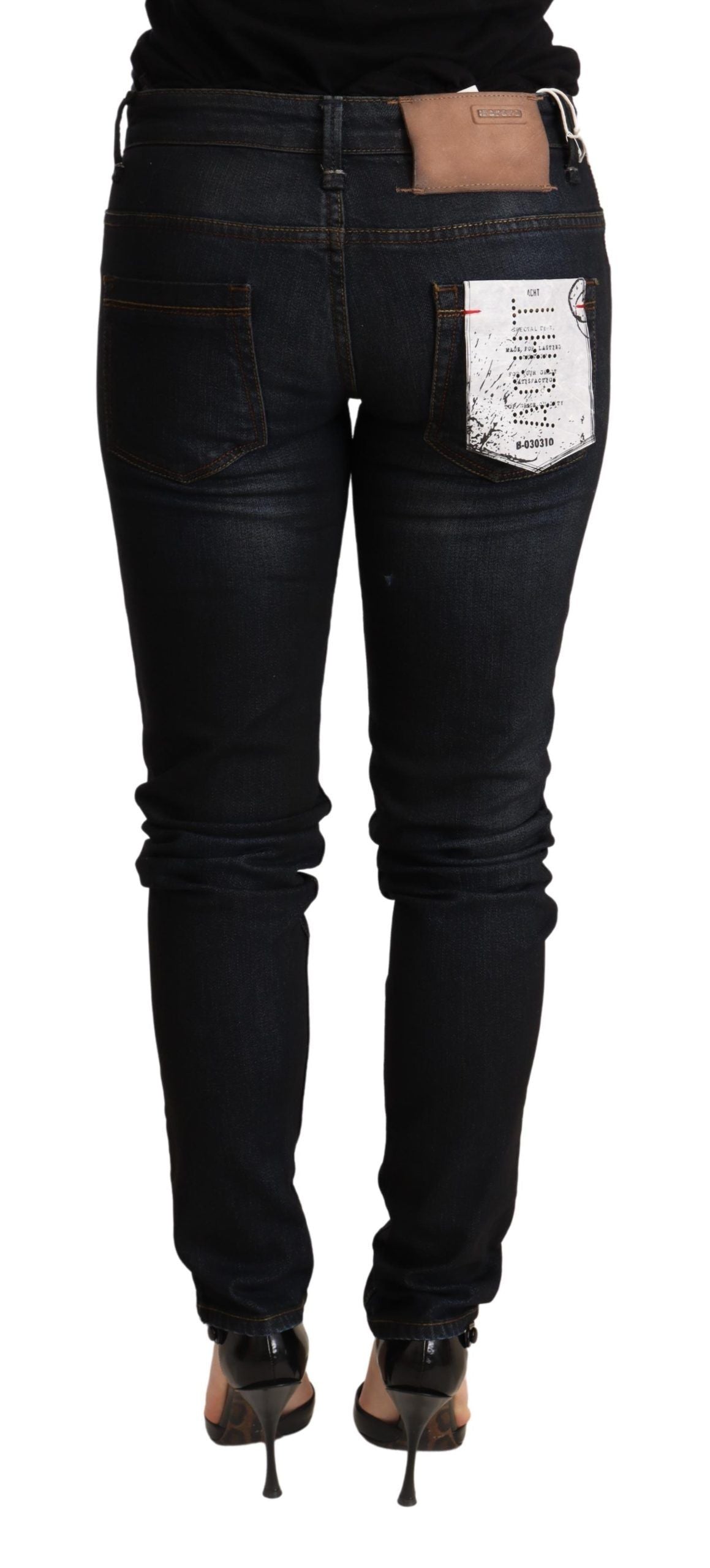 Blue Washed Low Waist Skinny Denim Trousers