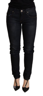 Blue Washed Low Waist Skinny Denim Trousers