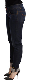 Blaue Washed Low Waist Skinny Jeanshose