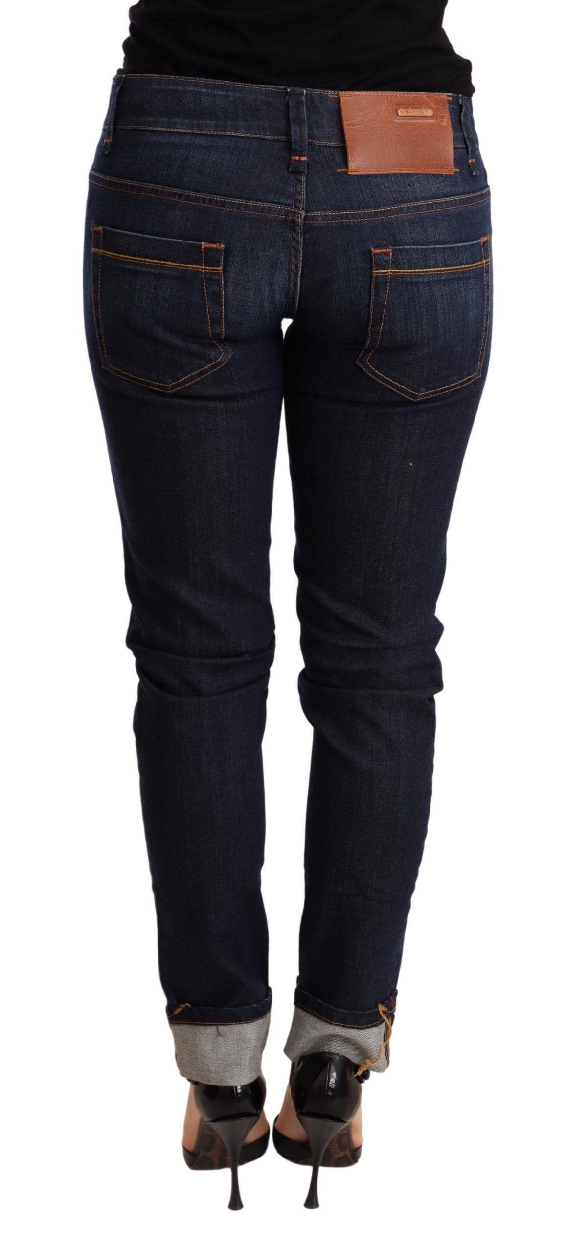 Blaue Washed Low Waist Skinny Jeanshose