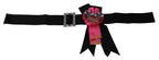 Schwarze Pinke Blumenbrosche Kristalle Baumwollgürtel