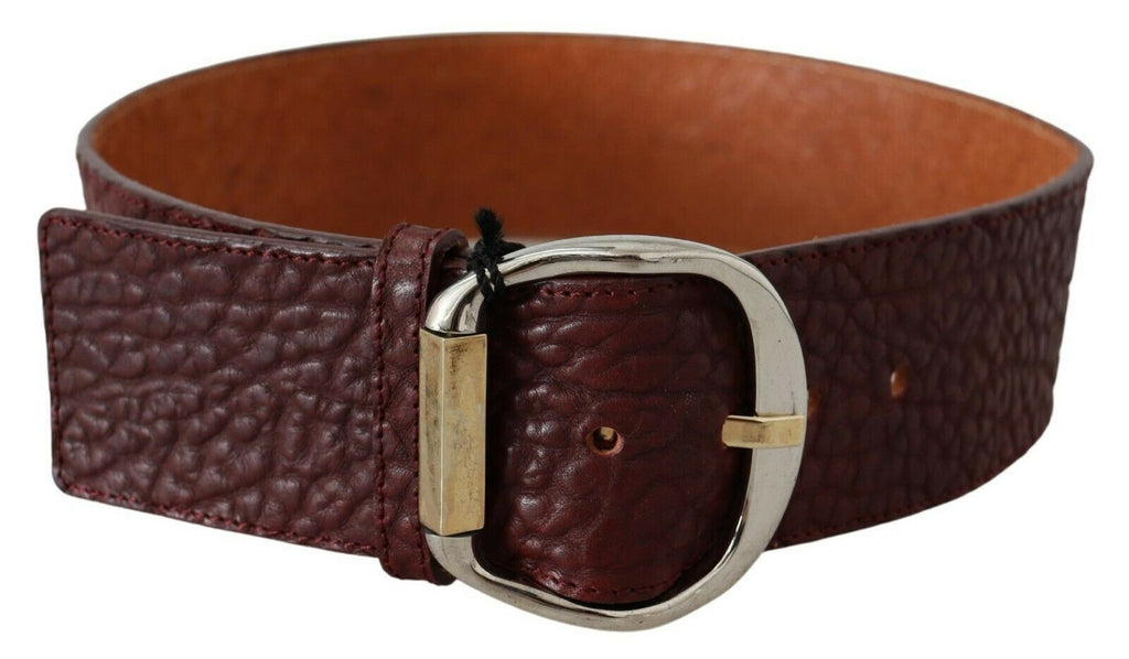 Bordeaux Breiter Leder Taillengürtel Gold Silber