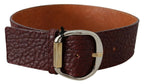 Bordeaux Breiter Leder Taillengürtel Gold Silber
