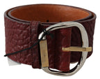 Bordeaux Breiter Leder Taillengürtel Gold Silber
