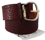 Bordeaux Breiter Leder Taillengürtel Gold Silber